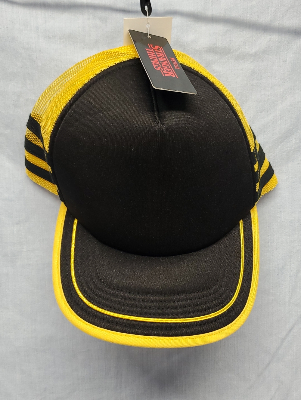 Kids Black & Yellow Trucker Hat with Stripe Detail - 20